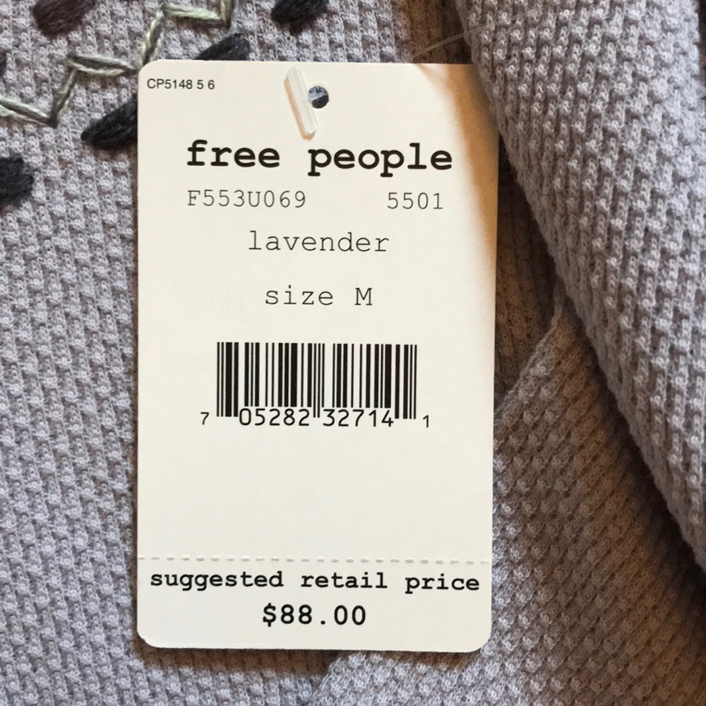 Free People Lavender Waffle Top - Picture 3 of 3